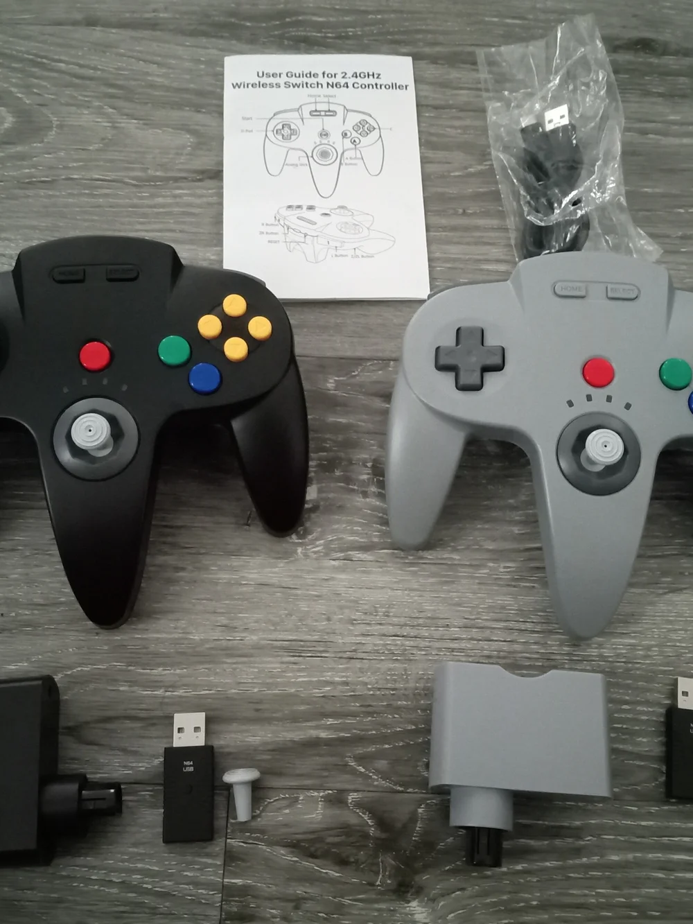 Wireless N64-Style Controller Pair (Black & Gray)